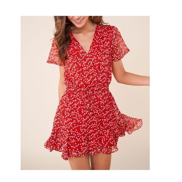 Romper Ruffle Chiffon - in Red - Picture 4 of 6